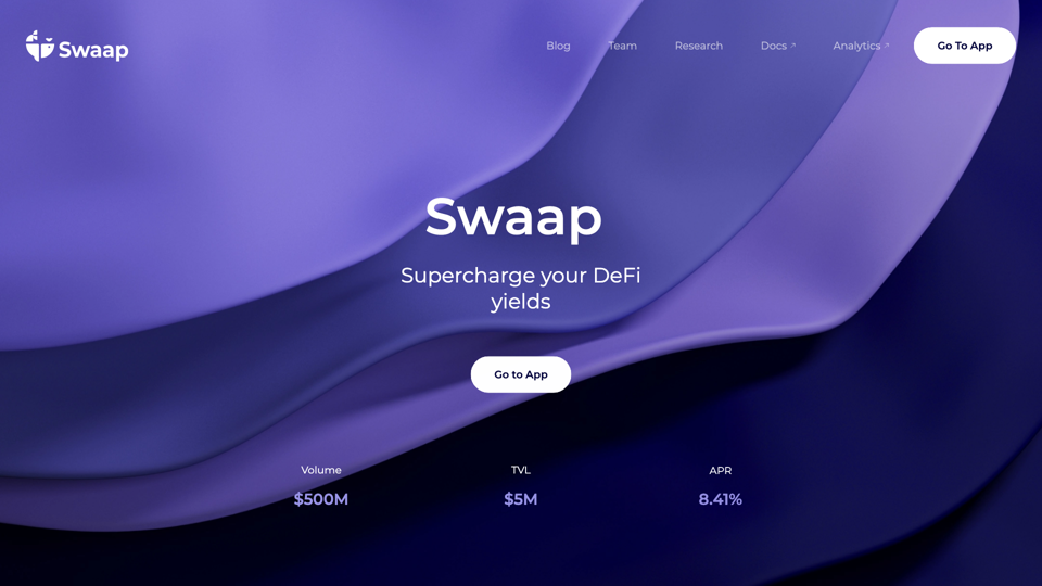 Swaap | Market-neutral AMM site's screenshot