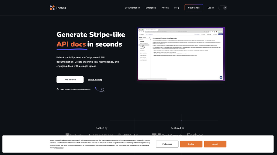 Theneo: Revolutionizing API Documentation with AI-Powered Solutions site's screenshot