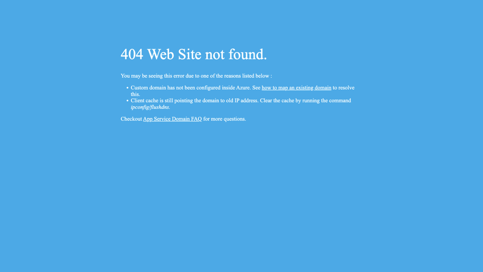 Microsoft Azure Web App - Error 404 site's screenshot