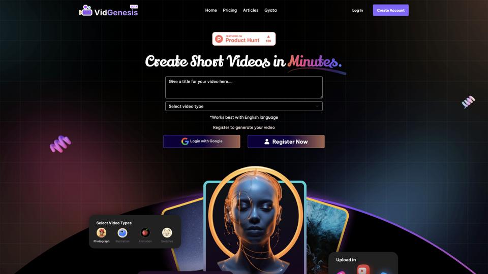 VidGenesis | AI Video Generator site's screenshot